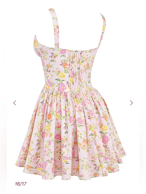 NWT HOUSE OF CB NATASSIA - Pink Meadow Cotton Mini Dress Size XS Longer length - Image 9