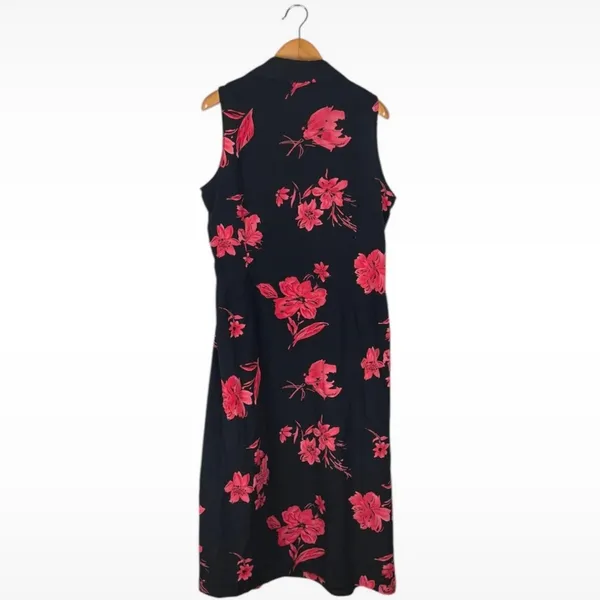 Vintage Y2K Dressbarn Women’s Size 18W Floral Button Front Black Summer Dress - Image 8