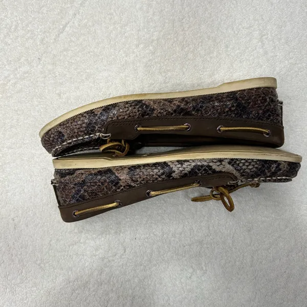 Sperry Brown Snake-Print Moccasin Loafers with Tan Laces - Image 5