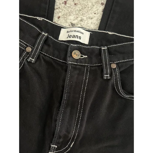 Reformation Cowboy High Rise Straight Black Jeans 24 - Image 2