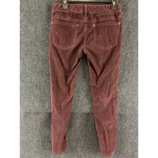 Free People Corduroy Pants Burgundy Wine Skinny Retro Boho Womens Size 28 - Image 10