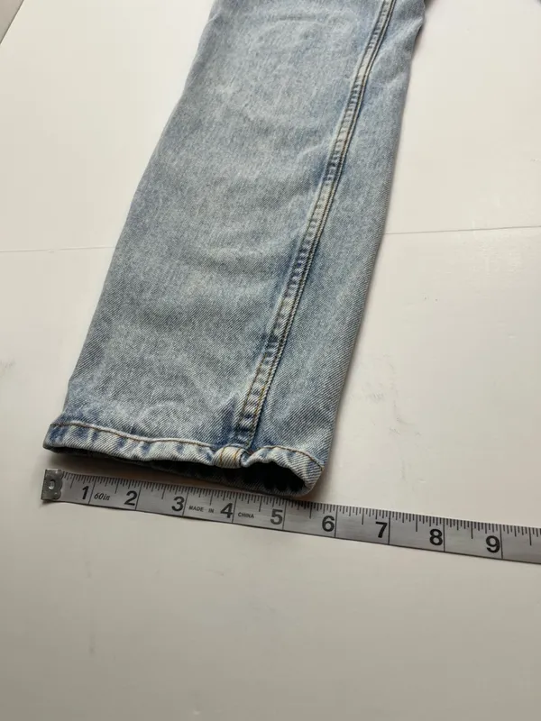 Sezane Denim Jean Womens‎ US 4 Mid-rise Tapered Straight Button Fly Bleach Blue - Image 12