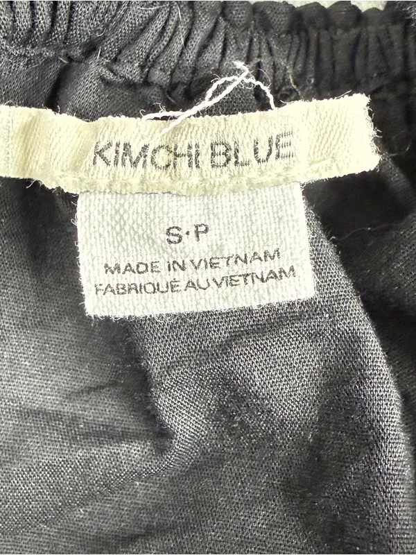 Kimchi Blue Black Puff Sleeve Peplum Top Open Back Tie Coquette S - Image 3