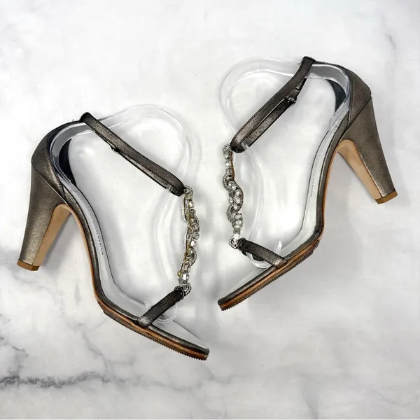 Giuseppe Zanotti Vicini Vintage Y2K Metallic Leather Block Heel Sandals 2000s 39 - Image 6