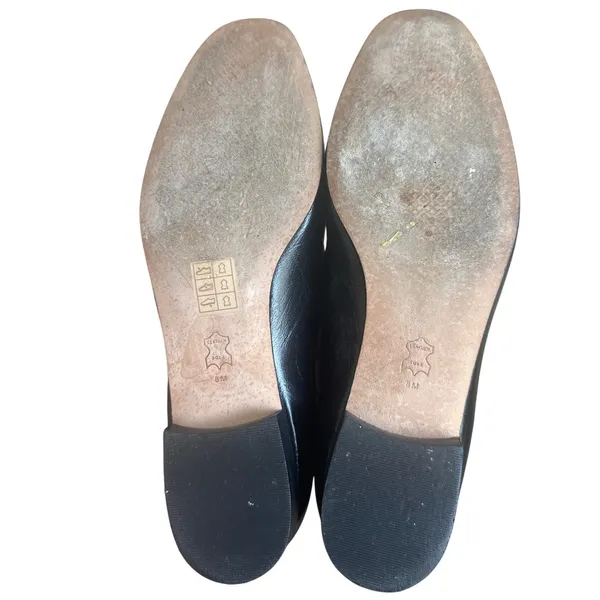 Tory Burch Jessa Black Leather Horsebit Horsehead Loafers Gold Size 8 - Image 8