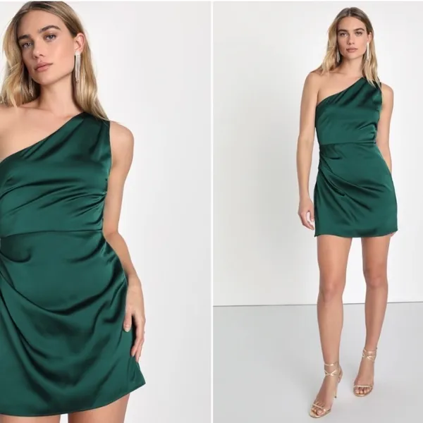 LULU's Satin Elegant Sexy Chic Prom Wedding Formal Event One Mini Dress NWOT - Image 4