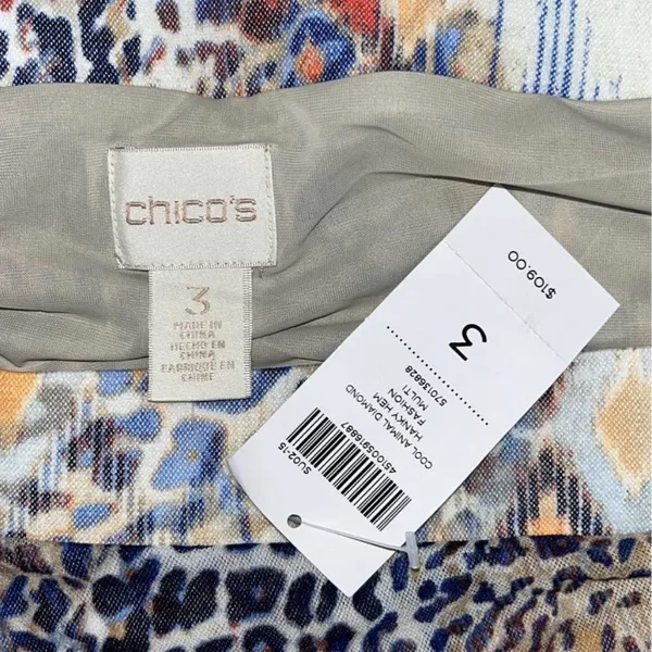 Chico’s NWT Size 3 (XL) Cool Animal Diamond Print Handkerchief Hem Skirt - Image 3