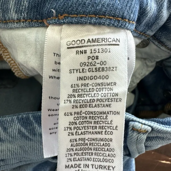 Good American Good Legs Straight Jeans Sz 14/32 Indigo400 cropped button fly - Image 7