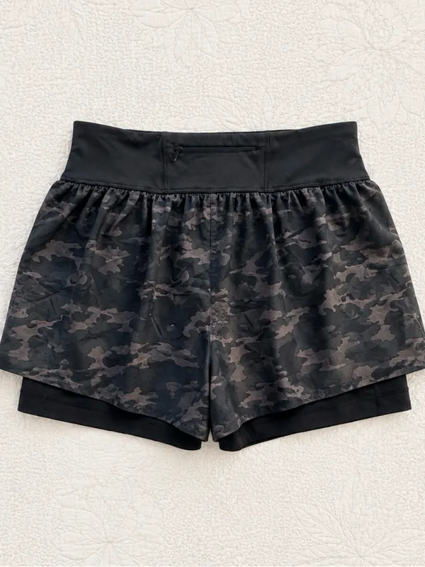 💥SPANX Get Moving Camo 2-in-1 Running Athletic Shorts Black Size L💛 - Image 4