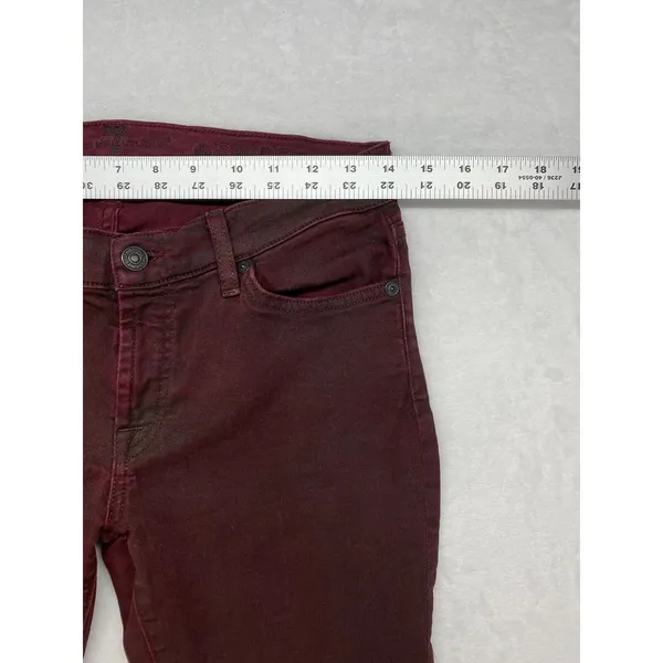 7 For All Mankind High-Waist Ankle Skinny Coated‎ in Merlot Women's Jeans sz 28 - Image 2