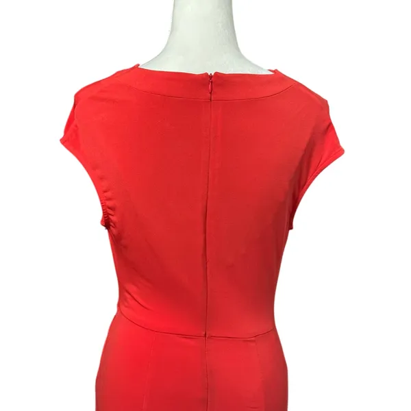 London Times Sheath Dress Stretchable Polyester Cowl Neck Side Twist Red 2 NWOT - Image 6