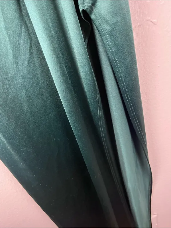 WINDSOR Green Cowl Draped Neck High Side Split Slip Dress Size Small Formal Chic - Image 7