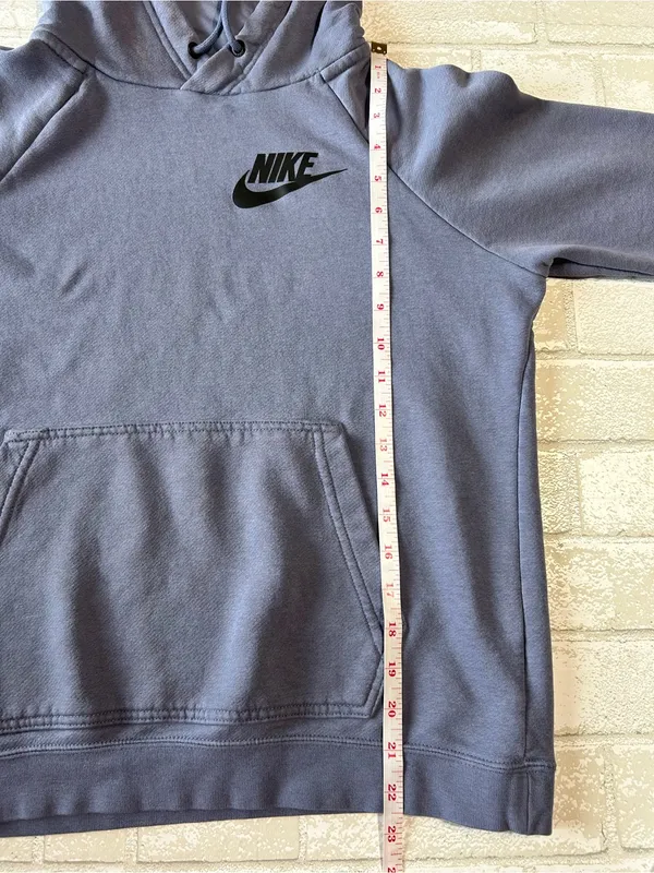 Nike Slate Blue Drawstring Pullover Hoodie with Black Logo - Image 6
