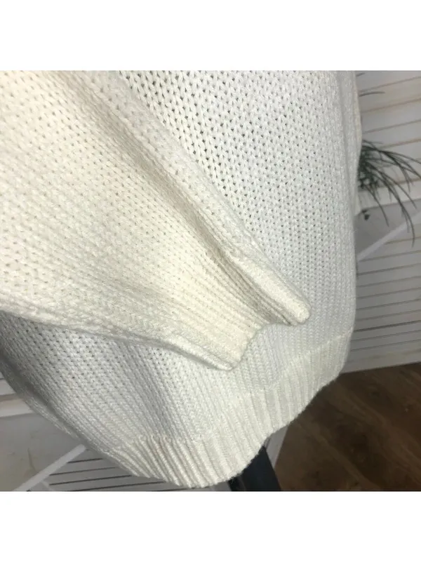 Poof! Cream Cowl Neck Open Back Bow Sweater Dress Size S - Image 9
