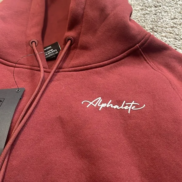 Alphalete Signature‎ Maroon Cropped Fleece Hoodie Small NWT - Image 4