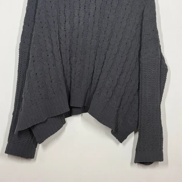 Pol Turtleneck Sweater Women's Medium Dark Gray Cable Knit High-Low Hem Pullover - Image 7