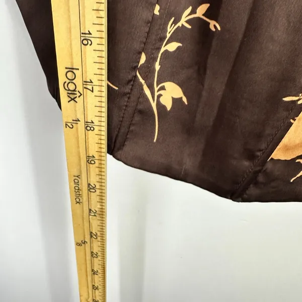 Isalis Corset Crop Top Womens Large‎ Brown Floral Satin Sleeveless Zipper Back - Image 3