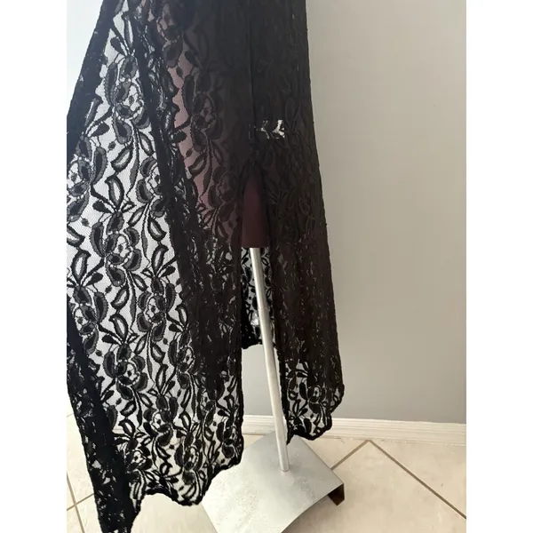 LuLaRoe Lace Open Front Duster Size S Black Cardigan Vest Rave Festival Witchy - Image 5