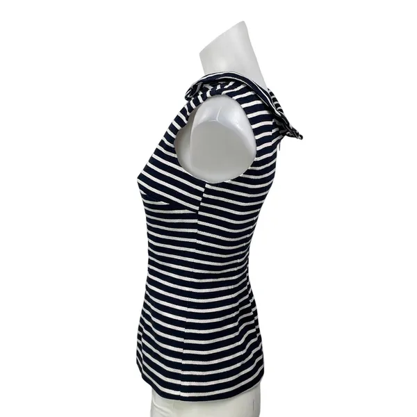 Boden Martha Women's Black White Sleeveless Striped Boat Neck Blouse Top Size 2 - Image 2