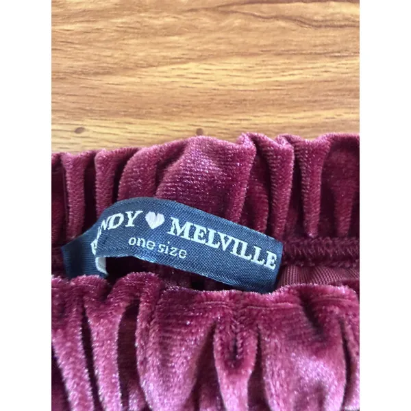 Brandy Melville Lisette Burgundy Velvet Dolphin Shorts OS XS S - Image 3