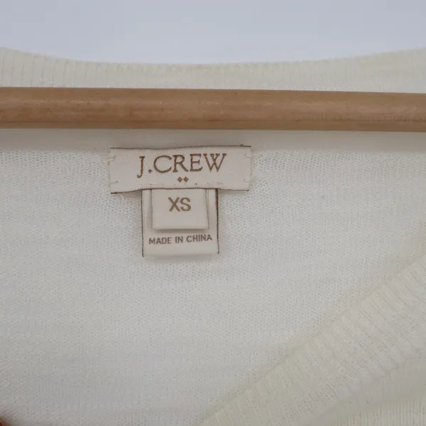 J.Crew Sweater Womens XS Ivory Slub Knit Cotton Crew Neck Good - Image 2