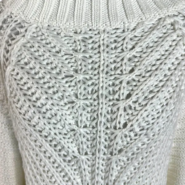 Free People Chunky Knit Sweetheart Mock Neck Sweater in Ivory White Large NWT - Image 11