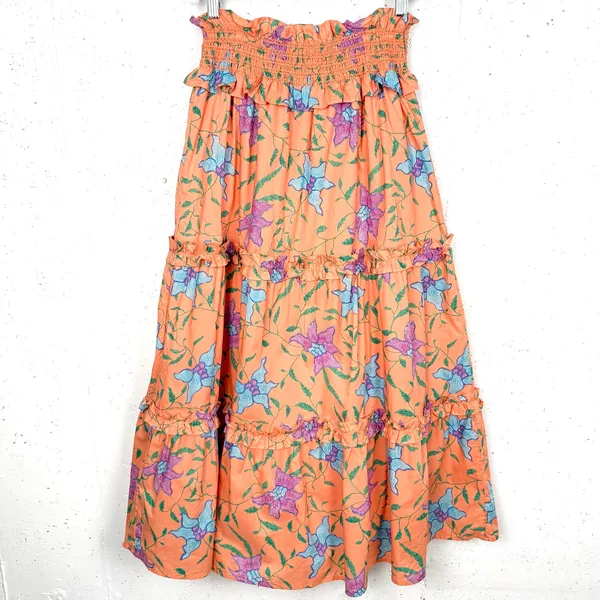 Tuckernuck Hyacinth House Odette Maxi Skirt Floral Multi Orange Size Small - Image 3