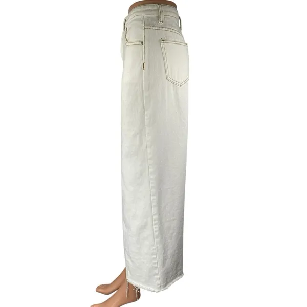 White Fox Women's White High Waisted Split Front Midi Denim Jean Skirt Size XS - Image 2
