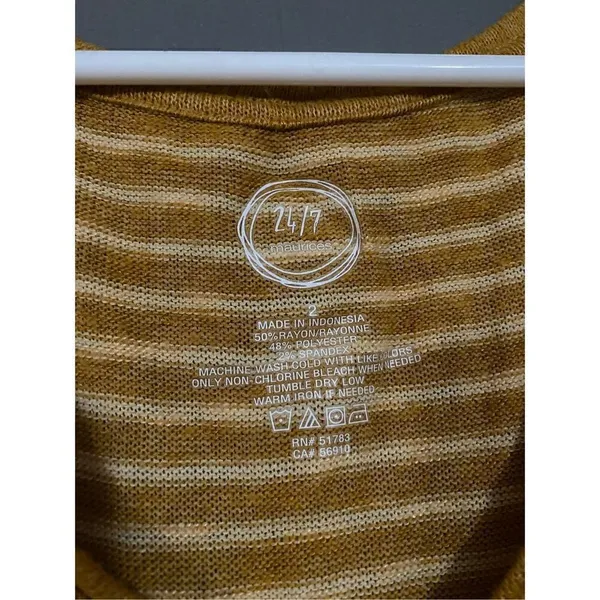 Maurices Yellow Striped Roll Cuff Short Sleeve High Low V Neck Top Size 2X - Image 4
