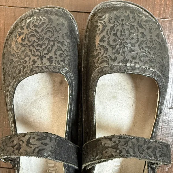 Alegria Belle Black Embossed Damask Leather Mary Jane Shoes BEL-265 Womens 39 - Image 9