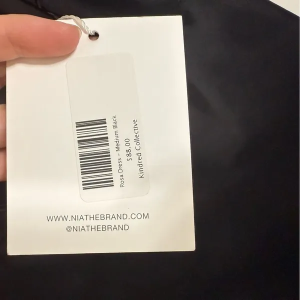 NWT NIA Rosa Mini Dress Satin Black Size Medium - Image 9