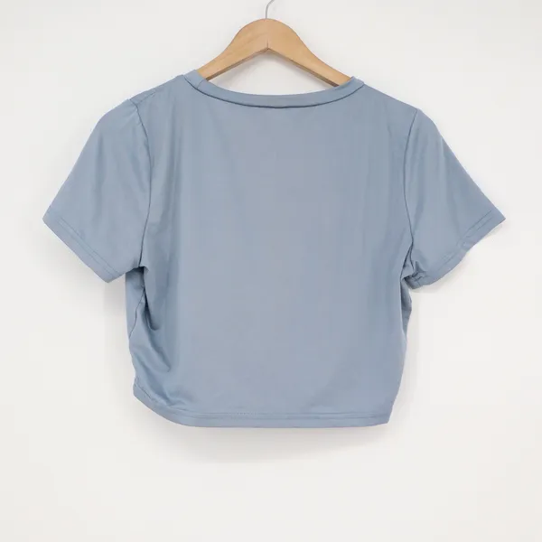SHEIN Dusty Blue Short Sleeve Crew Neck Crop Top XL 12 - Image 4