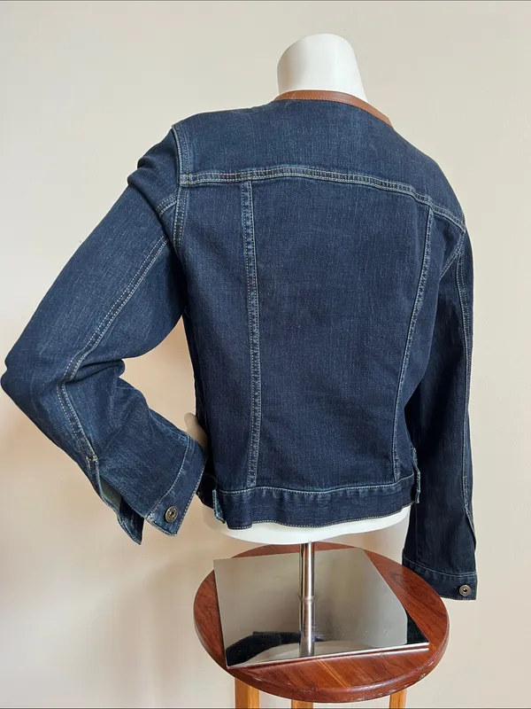Lauren Ralph Lauren denim leather Collar-Trim Jacket - Image 3
