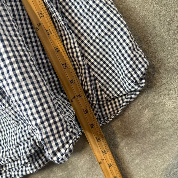 Wild Fable Seersucker Gingham Plaid Mini Dress Womens L Navy White Button Front Drop Waist - Image 11