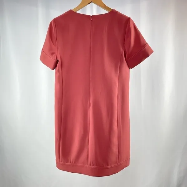 Theory V Neck Banded Shift Admiral Crepe Light Dress in‎ Deep Rose Size 10 - Image 4