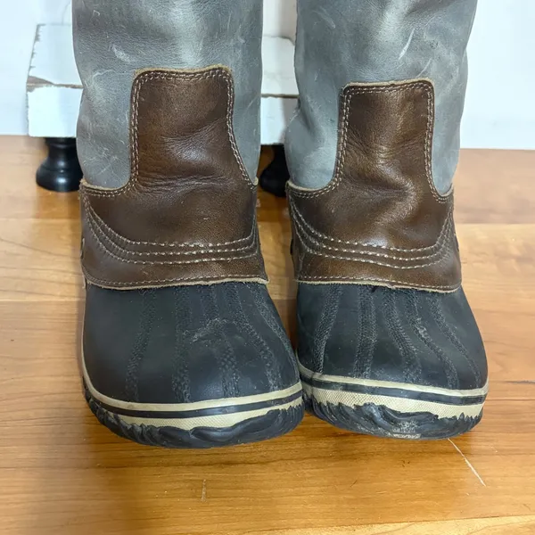 Sorel Slimboot Grey Brown Leather Tall Waterproof Winter Boots NL2007-051 6.5 - Image 4
