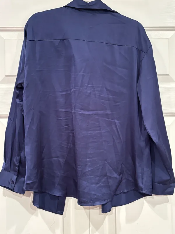 Amazon Navy Satin Button Down - Image 2