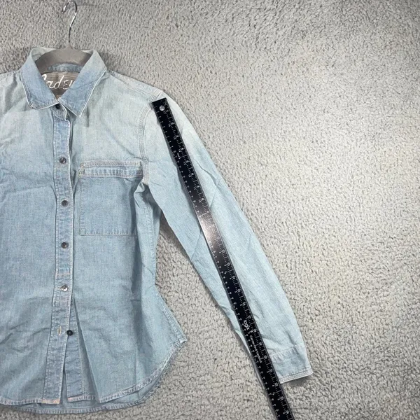 Madewell Denim Button Up Shirt Women XS‎ Long Sleeve Casual Preppy Nautical - Image 5