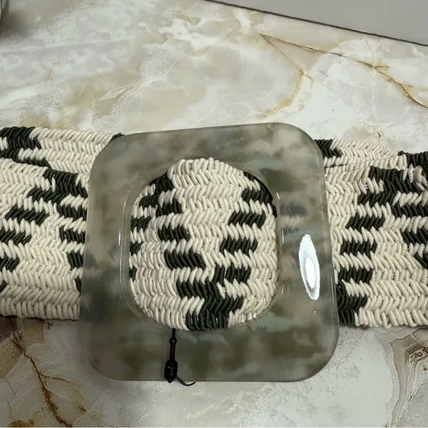 NWT Zara Boho Elastic‎ Stretch Belt Clear Buckle Minimal Earthy Coastal Casual - Image 3