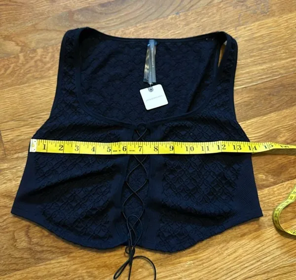 Anthropologie New Black Stretchy Crop Lace-up Corset Top Women’s Large XL - Image 3