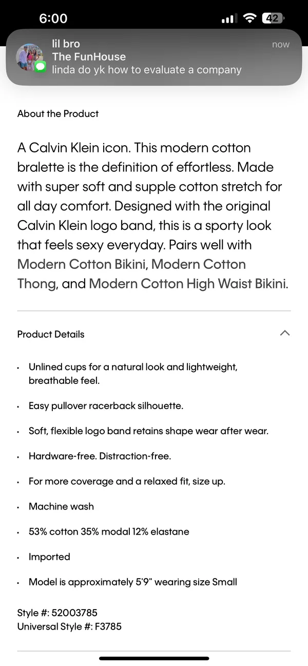 Calvin Klein grey modern cotton unlined bralette - Image 3