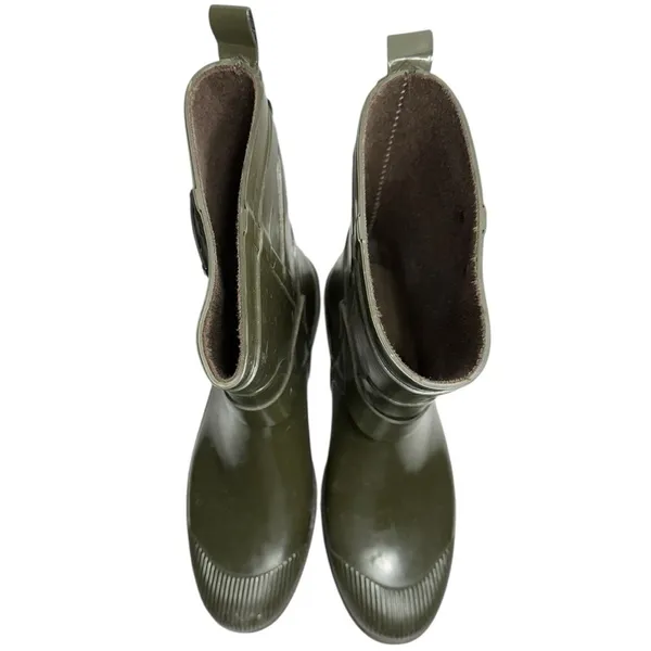 Coach Women’s Size 9 Fatigue Army Green Lester Shiny Rubber Rain Water Boots - Image 3