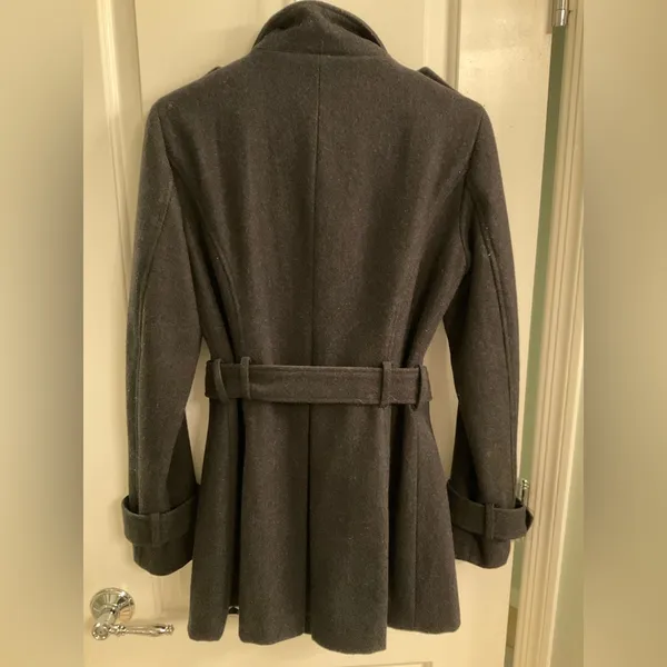 Double Breasted funnel style pea coat dark gray - Image 3