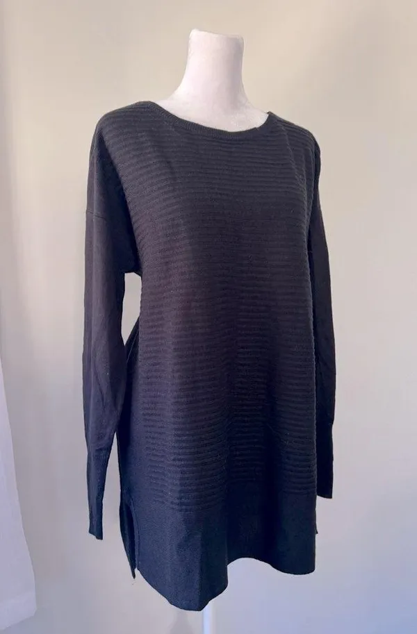St. John’s Bay Black Ribbed Relaxed Fit Long Sleeve Pullover Sweater - Image 3