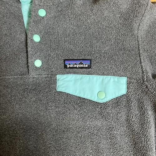 Patagonia Synchilla Snap-T Fleece Pullover Jacket Logo Gray Teal Women’s Size XS - Image 6