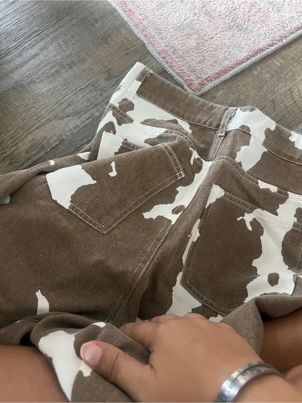 NWT 12th Tribe cow print jeans size small - Image 8