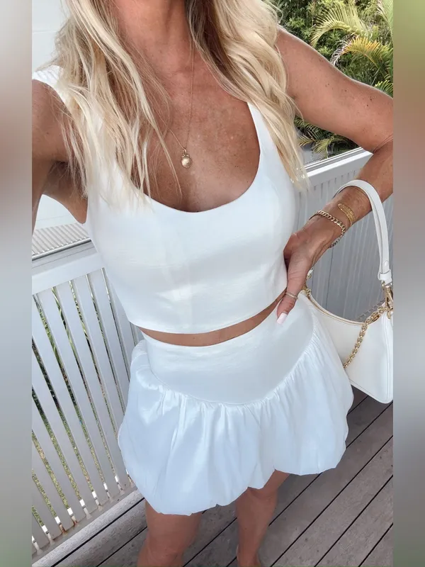 Show Me Your Mumu Vivianna Crop Top Size Small S White Taffeta NWOT corset - Image 2