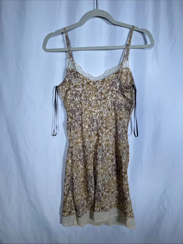 Forever 21 Womens Yellow Floral Slip Lace Mini Dress Small - Image 5