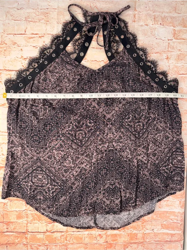 Rock & Republic Halter Lace-Trim Printed Tank Top - Image 4