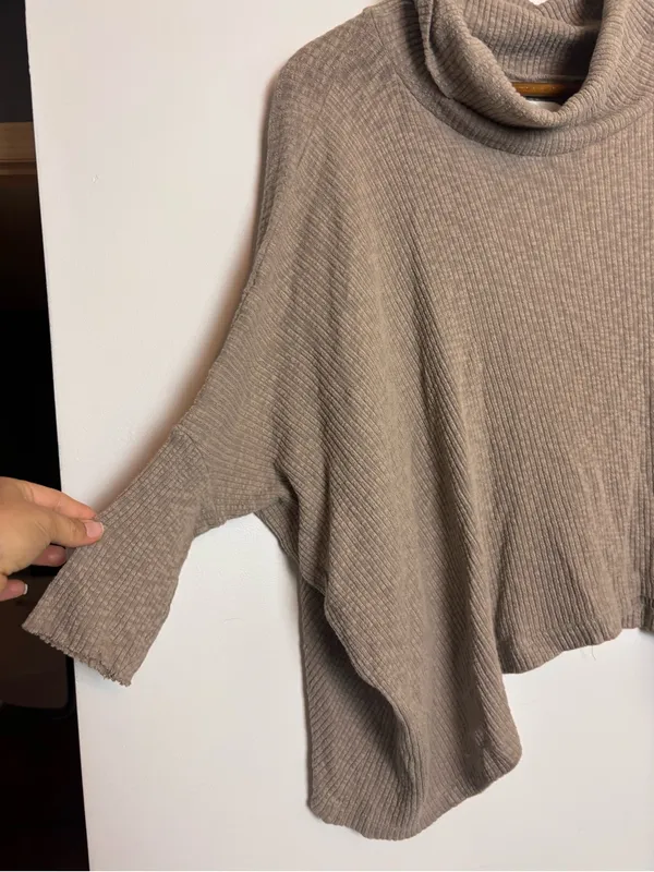 FP Beach Free People Tan/Brown “World Traveler” Cowl Neck Open Back Pullover - Image 6